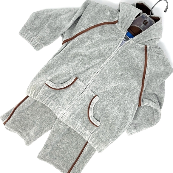 Greendog Cotton Velour Long Sleeve Zip Hoodie Pant Set Size 24M - Picture 1 of 6